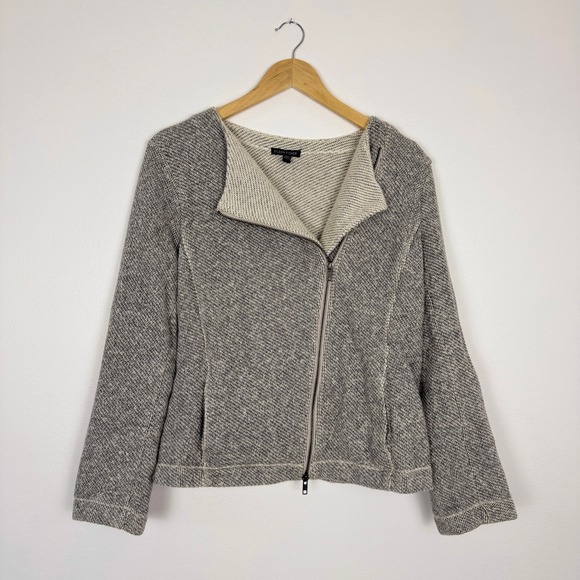 Eileen Fisher 100% Organic Cotton Twist Terry Moto Zip Front Jacket Coat XL - Picture 1 of 15